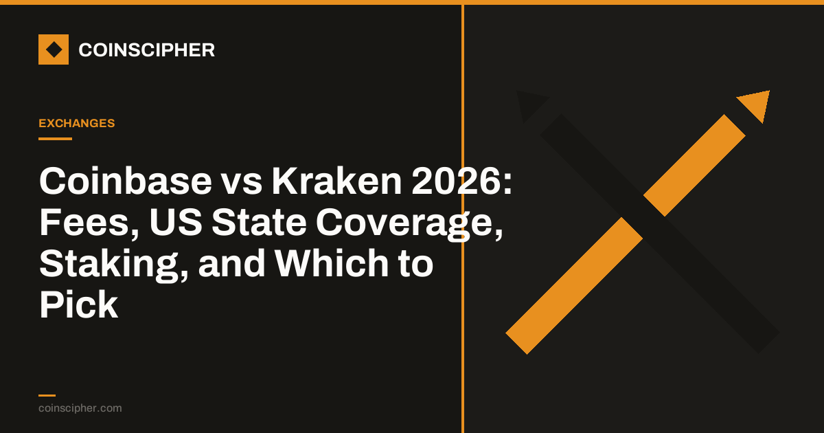 Coinbase vs Kraken 2026: Fees, US State Coverage, Staking, and Which to Pick