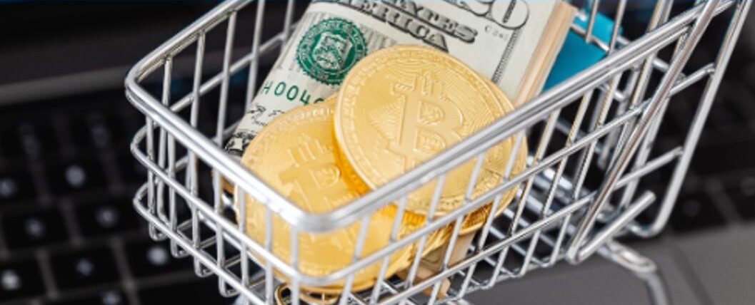 Featured image asking whether you can buy crypto with US Bank after its custody return, showing Bitcoin tokens and US dollar bills inside a shopping cart.