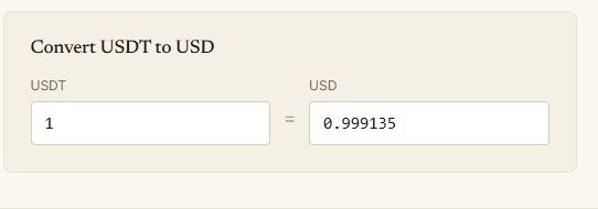 Converting from Tether (USDT) to USD