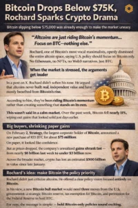 Crypto News:Bitcoin slipping below $75,000 was already enough to make the market uneasy.Then Pierre Rochard poured fuel on an old fire inside crypto.