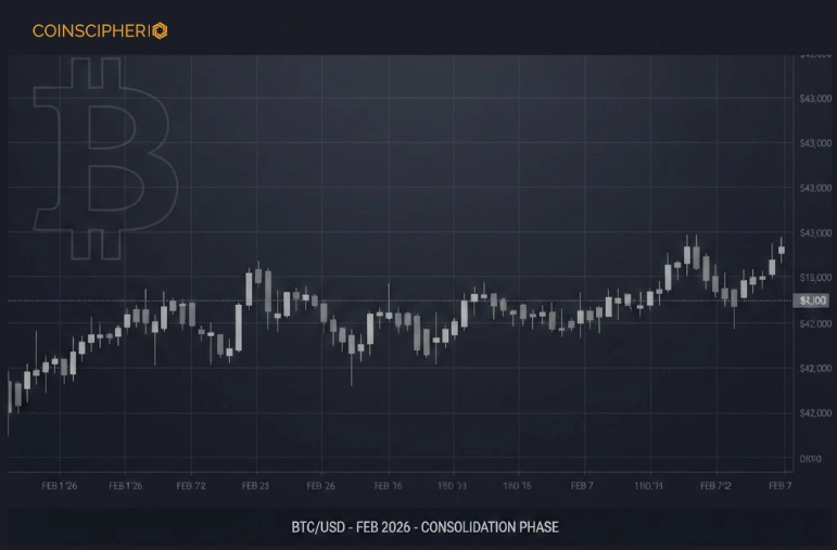 Bitcoin price holding steady during a quiet market consolidation phase