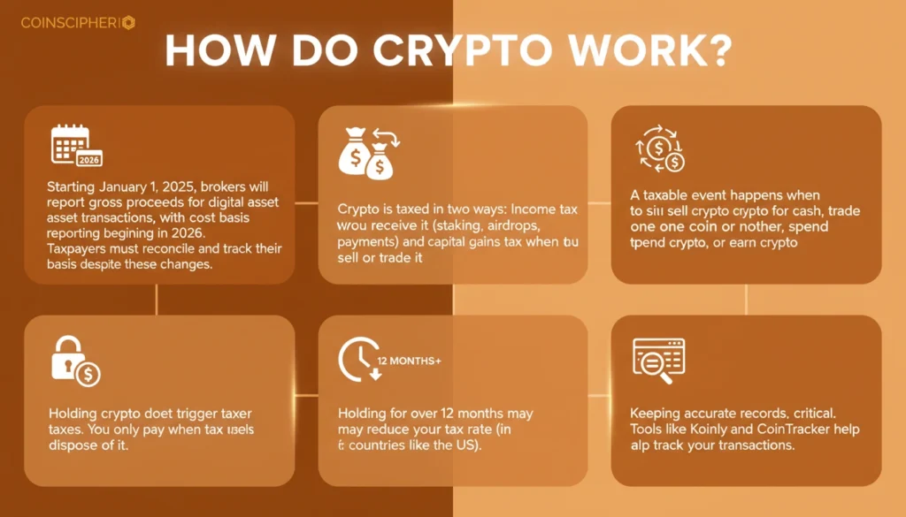 How Crypto Tax Works detailed infographic