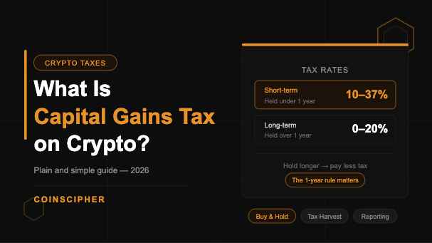 coinscipher capital gains tax crypto 2026