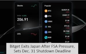 Bitget to Exit Japan, Close All Positions by Dec. 31