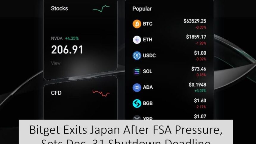 Bitget to Exit Japan, Close All Positions by Dec. 31